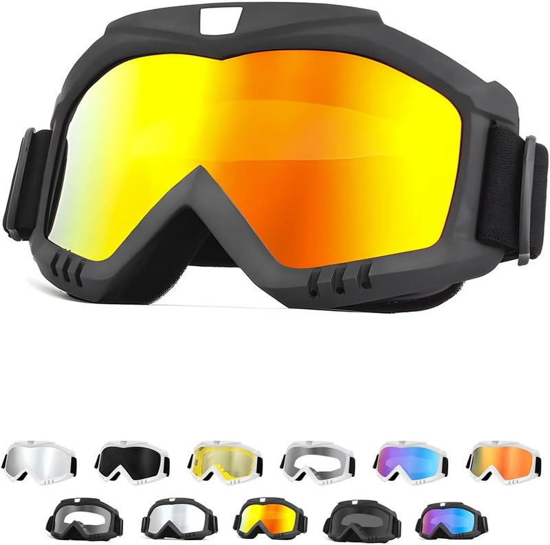 Yourkar Dirt Bike Goggles, Windproof ATV Off-Road Goggle, Wide Vision Riding Motorcycle Goggles, Motorcycle Accessories (Black-Red) - Image 1